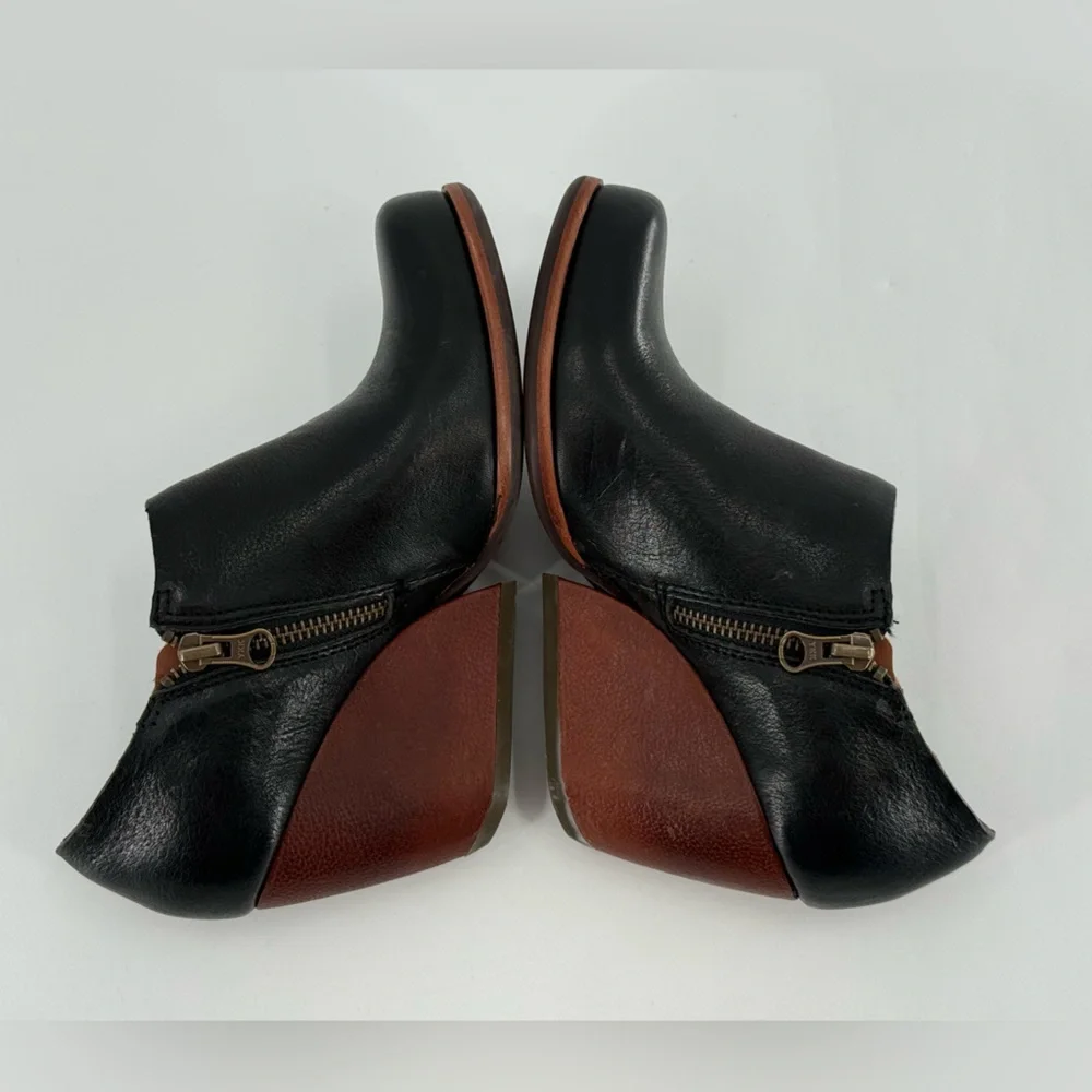 Kork Ease Holmes Black Leather Ankle Boots Booties Two Tone 6‎